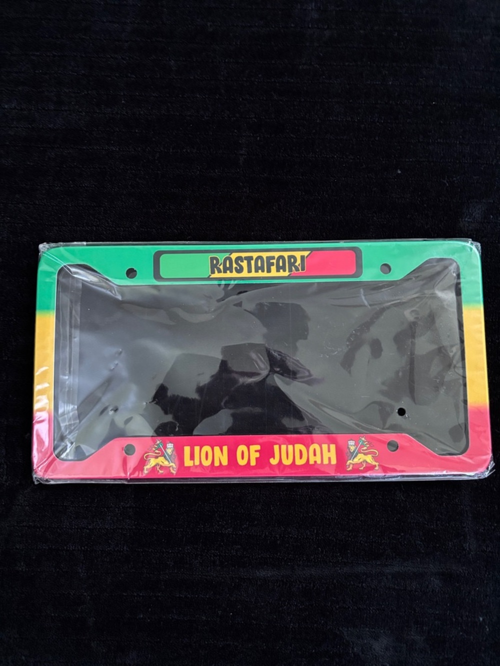 Rastafari "Lion of Judah" License Plate Frame - Red, Green & Yellow